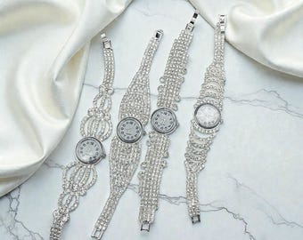 Elegancki zegarek na bransoletce z kryształkami dla kobiet: Glam Crystal Jewelry Watch