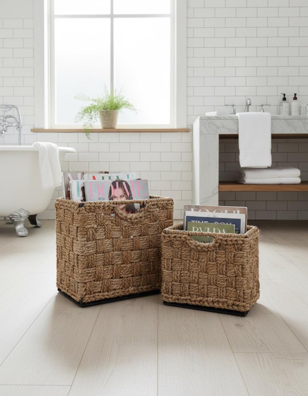 Set of 2 Handwoven Natural Jute Storage Baskets With Handles - Etsy UK