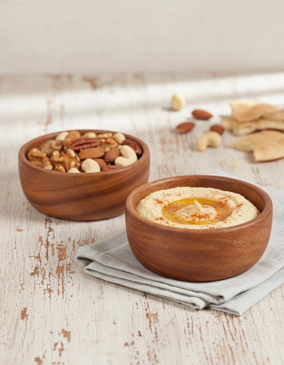 Hand-Turned Acacia Wooden Bowl Set – Artisan Serveware (Set of 2)