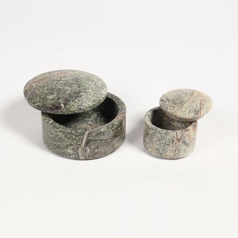 Round Green Marble Containers With Lid (set of 2) - Etsy UK