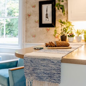 Striped Earthy Handwoven Cotton Table Runner – 184 x 35 cm Sustainable Decor