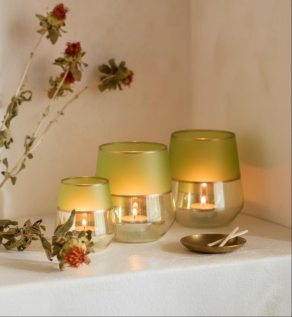 Frosted Gold Glass Candle Holders Set of 3 Handcrafted Votives - Etsy UK