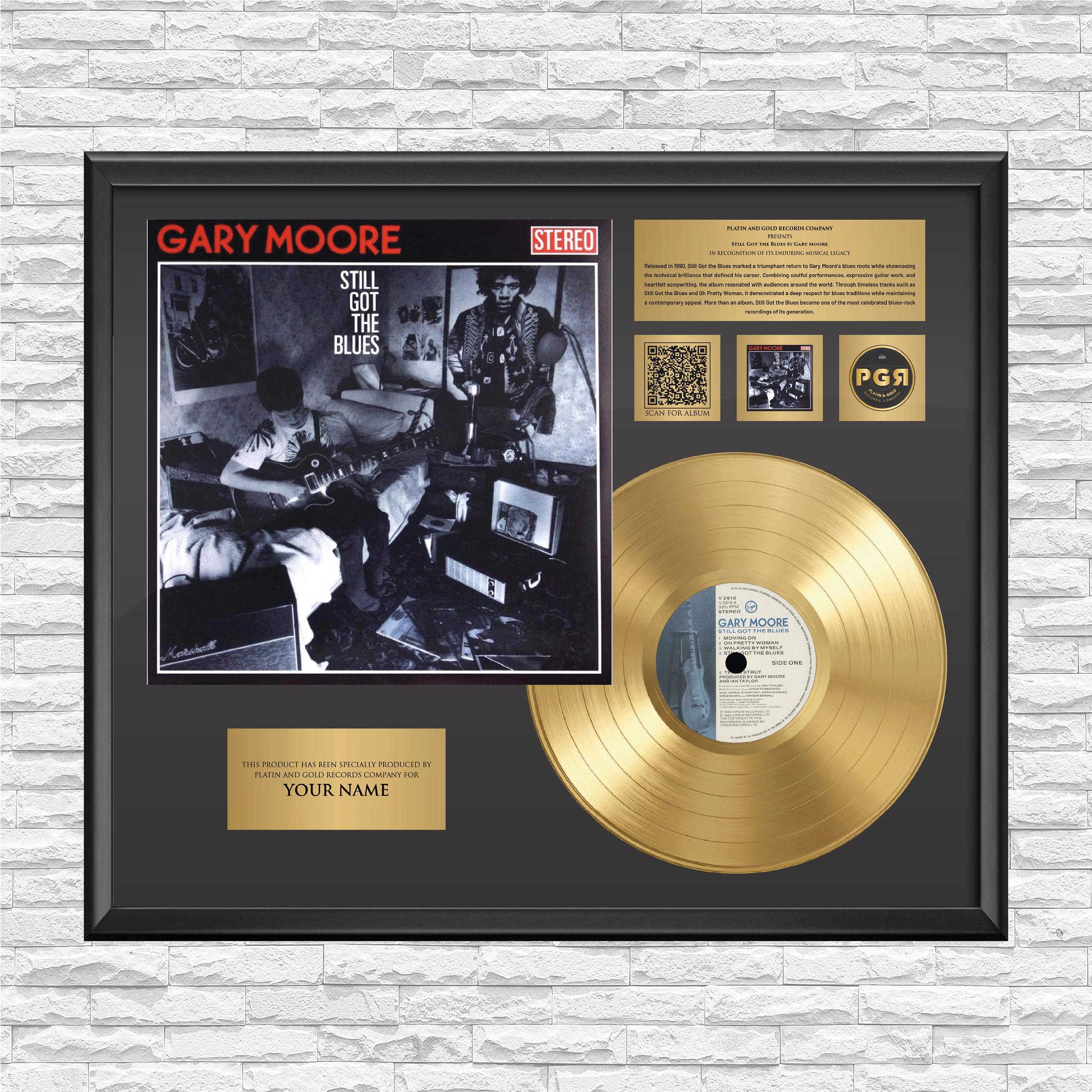Gary Moore Still Got the Blues Framed Gold Vinyl Record Music Lover Gift Vinyl Wall Art Blues Guitar Fan Gift