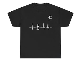 Aviation Heartbeat T-Shirt, Airplane Pilot Gift