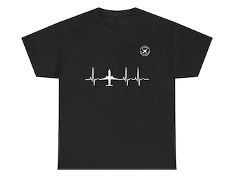 Aviation Heartbeat Graphic Tee, Airplane Lover Gift