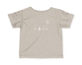 Airplane Heartbeat Infant Tee, Aviation Baby Pilot Outfit
