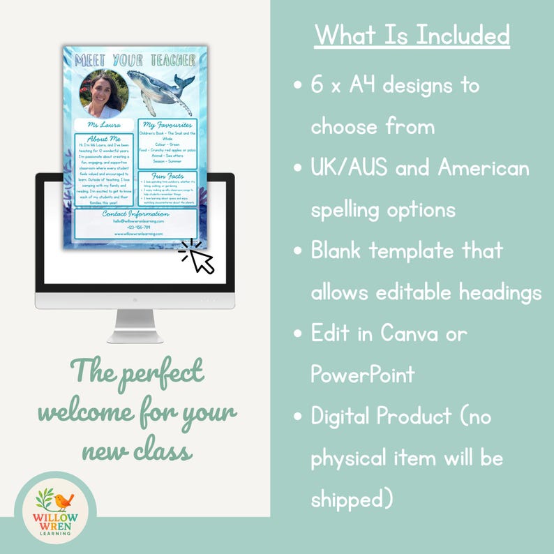 Ocean Blue Meet the Teacher Template | Editable Back to School ...