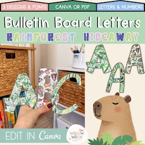 Rainforest Hideaway Bulletin Board Letters | Tropical Classroom Decor | Digital Download | Canva & PDF