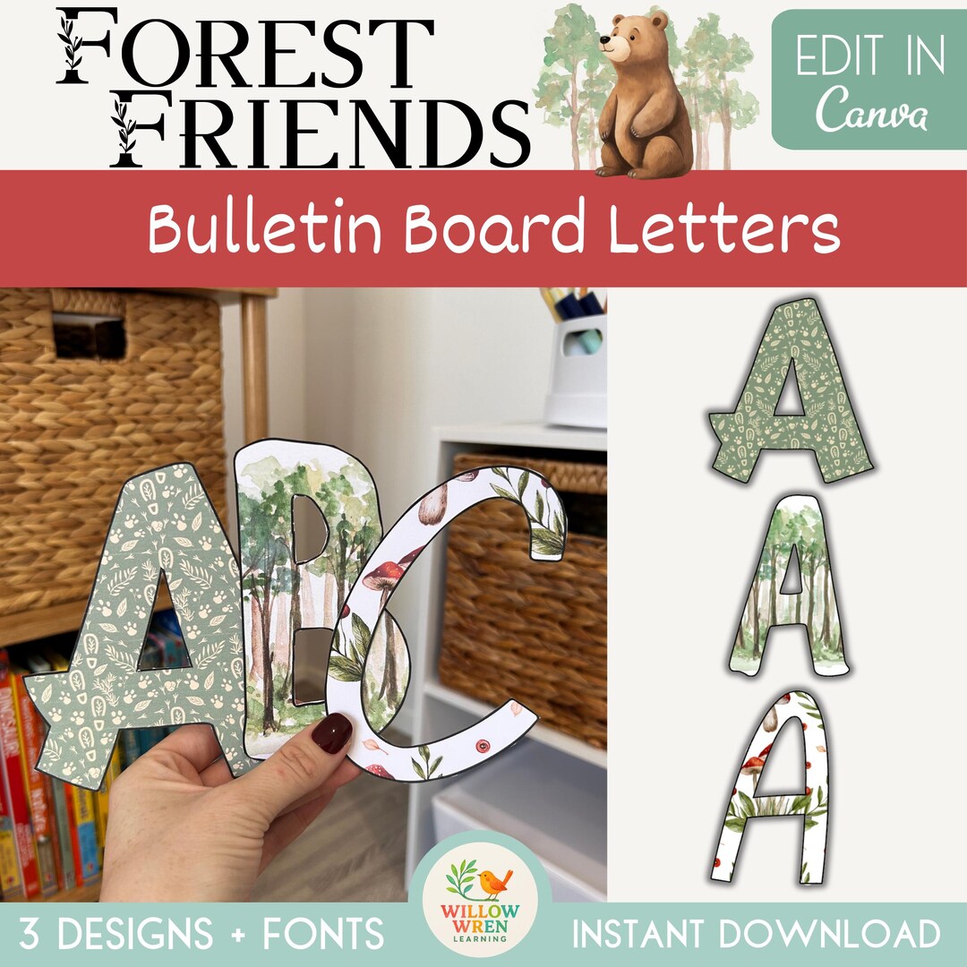Forest Friends Bulletin Board Letters | Editable Back to School ...