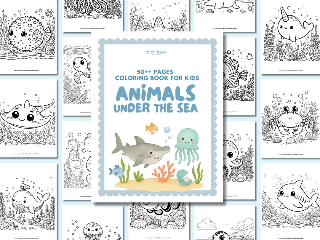 Animals Under the Sea Coloring Book Printable for Kids – 50+ Ocean ...