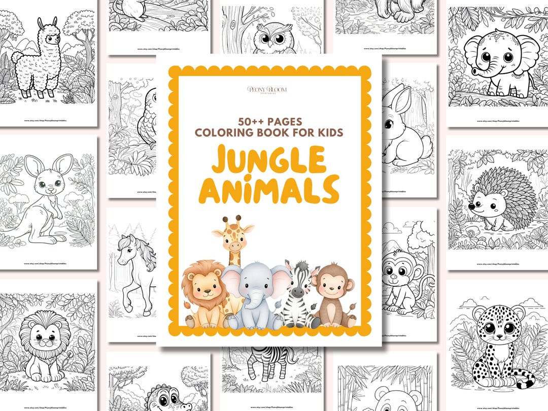 Jungle Animals Coloring Book Printable for Kids – 50+ Safari Animal ...