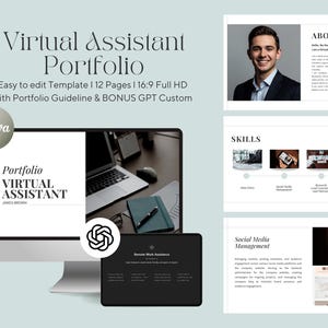Portfolio für Männer Vorlage Bearbeitbare Canva | Bonus Benutzerdefinierte ChatGPT für den Aufbau eines Portfolios | Freelancer Upwork| Fernarbeit (Digitaler Download)