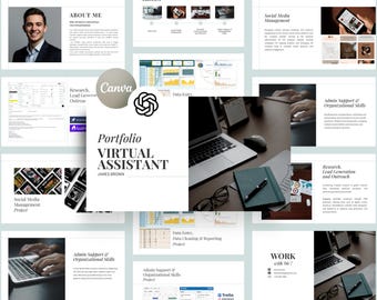 Portfolio for Men Template Editable Canva | Bonus Custom ChatGPT for build a portfolio | Freelancer Upwork | Remote Work  (Digital Download)