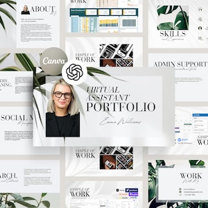Portfolio for Professional Virtual Assistant | Editable Canva | Bonus Custom ChatGPT for build a portfolio | Freelancer (Digital Download)