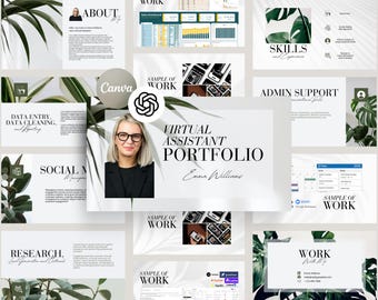 Portfolio for Professional Virtual Assistant | Editable Canva | Bonus Custom ChatGPT for build a portfolio | Freelancer (Digital Download)