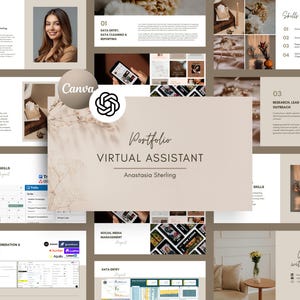 Portfolio creatieve virtuele assistent | Bewerkbaar canvas | Bonus Custom ChatGPT voor het samenstellen van een portfolio | Freelancer (digitale download)