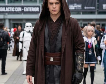 Op Star Wars geïnspireerde Anakin Skywalker Jedi-cosplaykostuums | Bruin Jedi Robe Flight Suit.