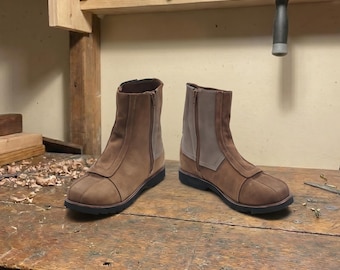 Starwars Inspired Mando Boots | Brown Mandalorian Suede Leather Handmade Cosplay Boots.