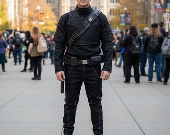 Traje de vuelo de 3 piezas de cazarrecompensas Beskar personalizado de Din Djarin con cinturón de Han Solo y zapatos Mando de Star Wars Inspire Din Djarin.