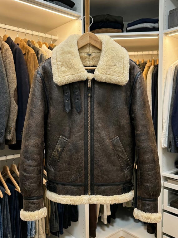 Leon Kennedy RE4 Inspired Shearling Leather Jackets Brown Cosplay Jacket.