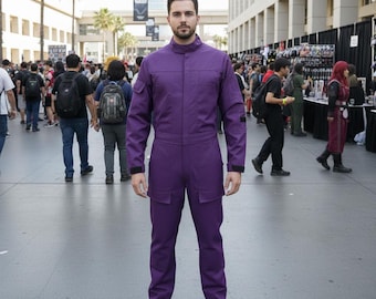 Handmade Rebel Pilot Costume: Luke Skywalker Inspired Mando Cosplay - Purple Jumpsuit & Vest.