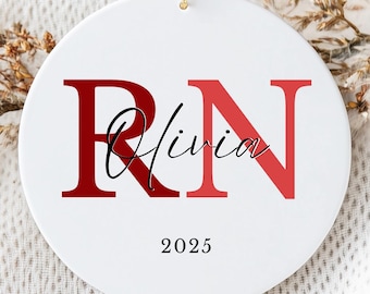 Personalized Nurse Christmas 2025 Ornament, Custom New Nurse Name Bauble, Nurse Graduation Gift Nurse Appreciation Keepsake
