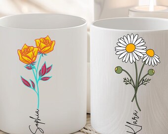 Daisy Coffe  Mug Personalized  Mug,  Gifts For Her, Flower Lover, Memorial Gift For Her, Flower Gifts, Custom Cup