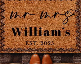 A Personalized Custom Doormat Personalized Gift Welcome Door Mat, Mat With Family Name Coir Doormat,Established Date Custom Door
