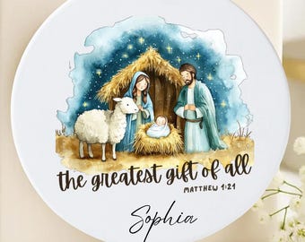 Nativity Christmas Ornament The Greatest Gift of All Keepsake Christian Bauble Christmas Gift