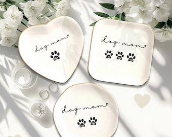 Custom Dog Mom Jewelry Ring Dish, Personalized Dog Cat Mom Gift, Pet Lover Trinket Pet Gift