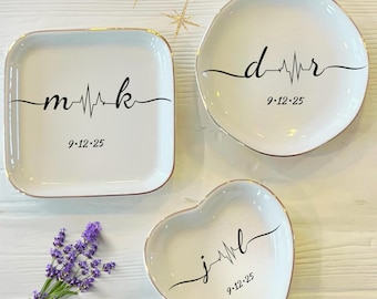 Engagement Personalized Ring Dish, Wedding Gifts for Couple, Engagement Gifts for Her, Bride, Ring Holder Dish