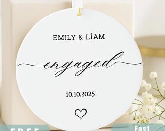 Custom Engagement Ornament, Personalized Engaged Bauble Gifts for Engaged Couple Engagement Gifts Engagement Christmas Car Charm
