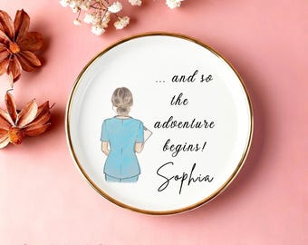 New Nurse Gift Personalized Ring Tray Graduation RN Nursing Grad Trinket Dish Gifts