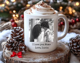 Custom Mom Daughter Photo Mug, Mommy Son Photo, Your Text Personalized Photo Coffe Cup, Gift for Family and Friend Memory Keepsake