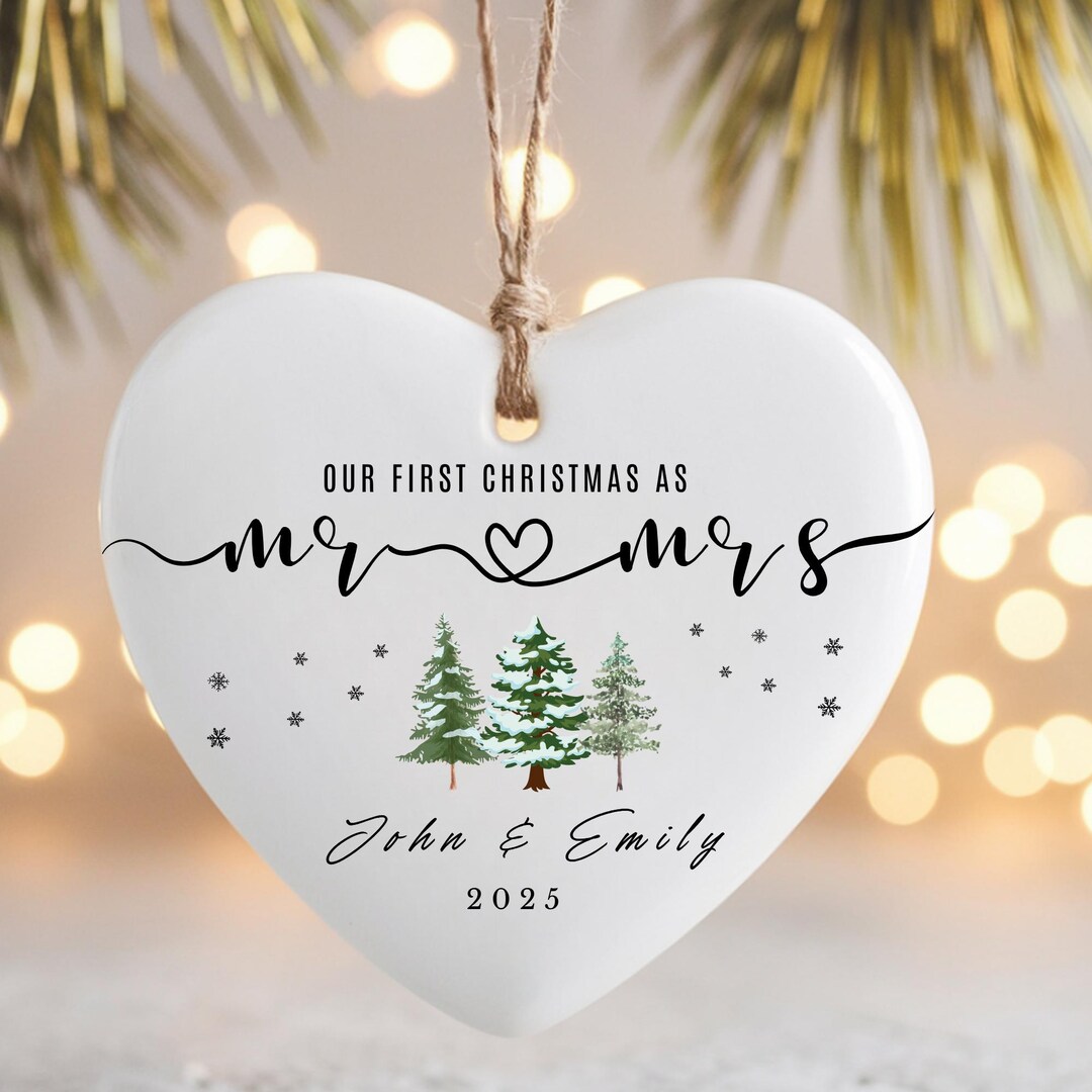 Mr Mrs Ornament Wedding Gift, Personalized First Christmas Keepsake Our ...