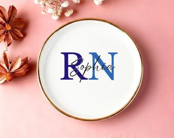 New Nurse Gift Personalized Ring Tray, Graduation RN Nursing Grad Trinket Dish Gifts