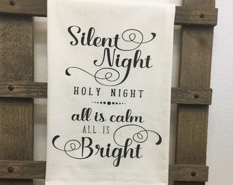 Silent Night Flour Sack Towel: Farmhouse Christmas Kitchen Decor