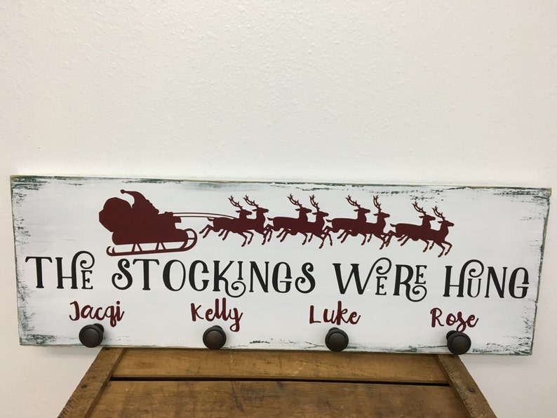 Christmas Stocking Holder Sign Personalized With Names the Etsy