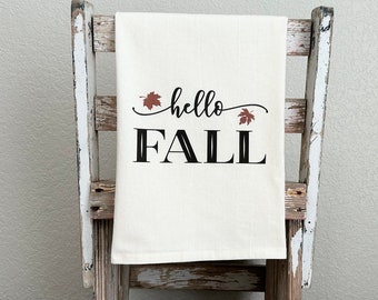 Flour Sack Towel with Hello Fall