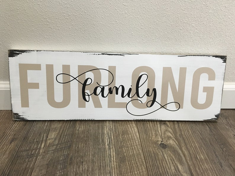 Family Name Sign Custom Wood Sign with Family Name, 7.25x22 in size and Colors of Your Choice LR-152 image 2