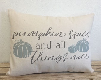 Pumpkin Spice Pillow: Fall Decor, Blue Pumpkins