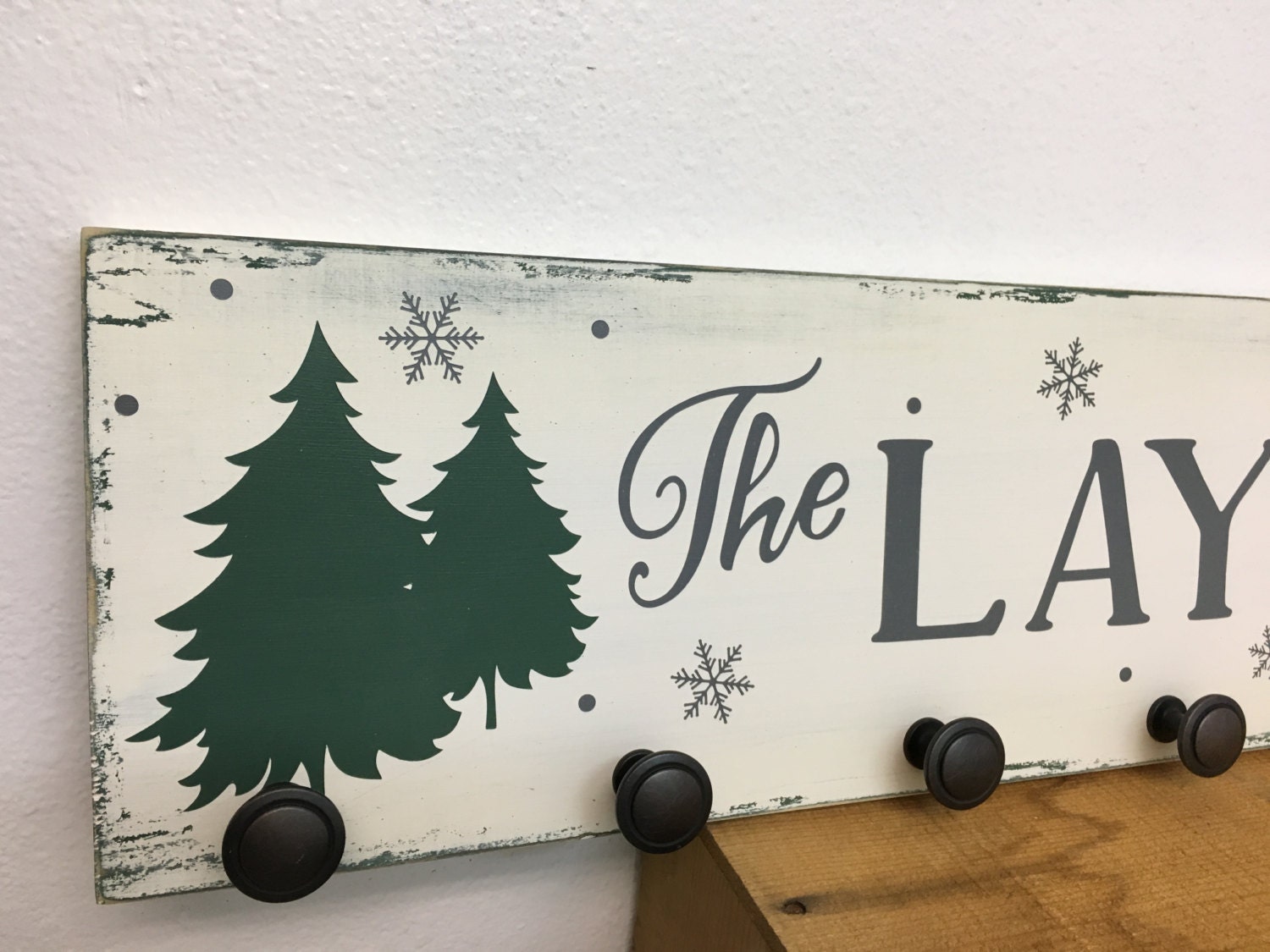 Christmas Stocking Sign holder with family name Farmhouse Etsy