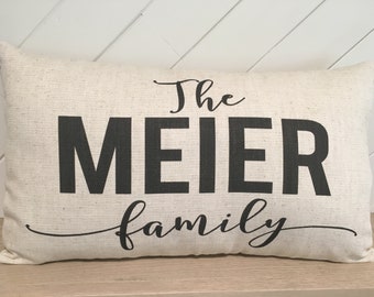 Personalized Family Name Pillow: Farmhouse Decor