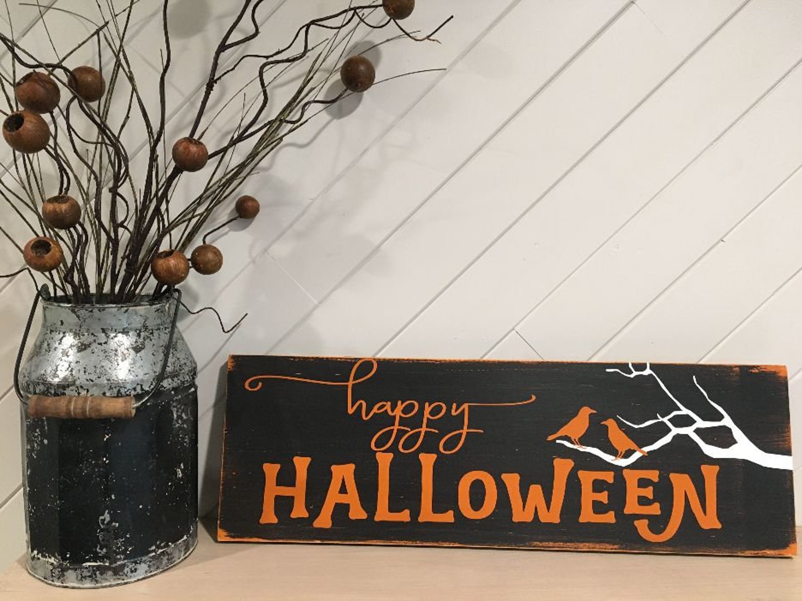 Happy Halloween Wood Sign Rustic Halloween Sign Halloween - Etsy