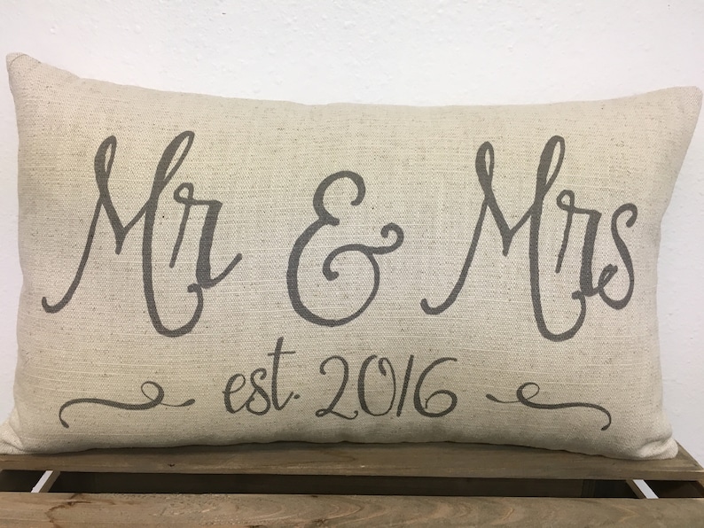 Mr & Mrs pillow Established date Pillow Mr and Mrs Wedding Etsy