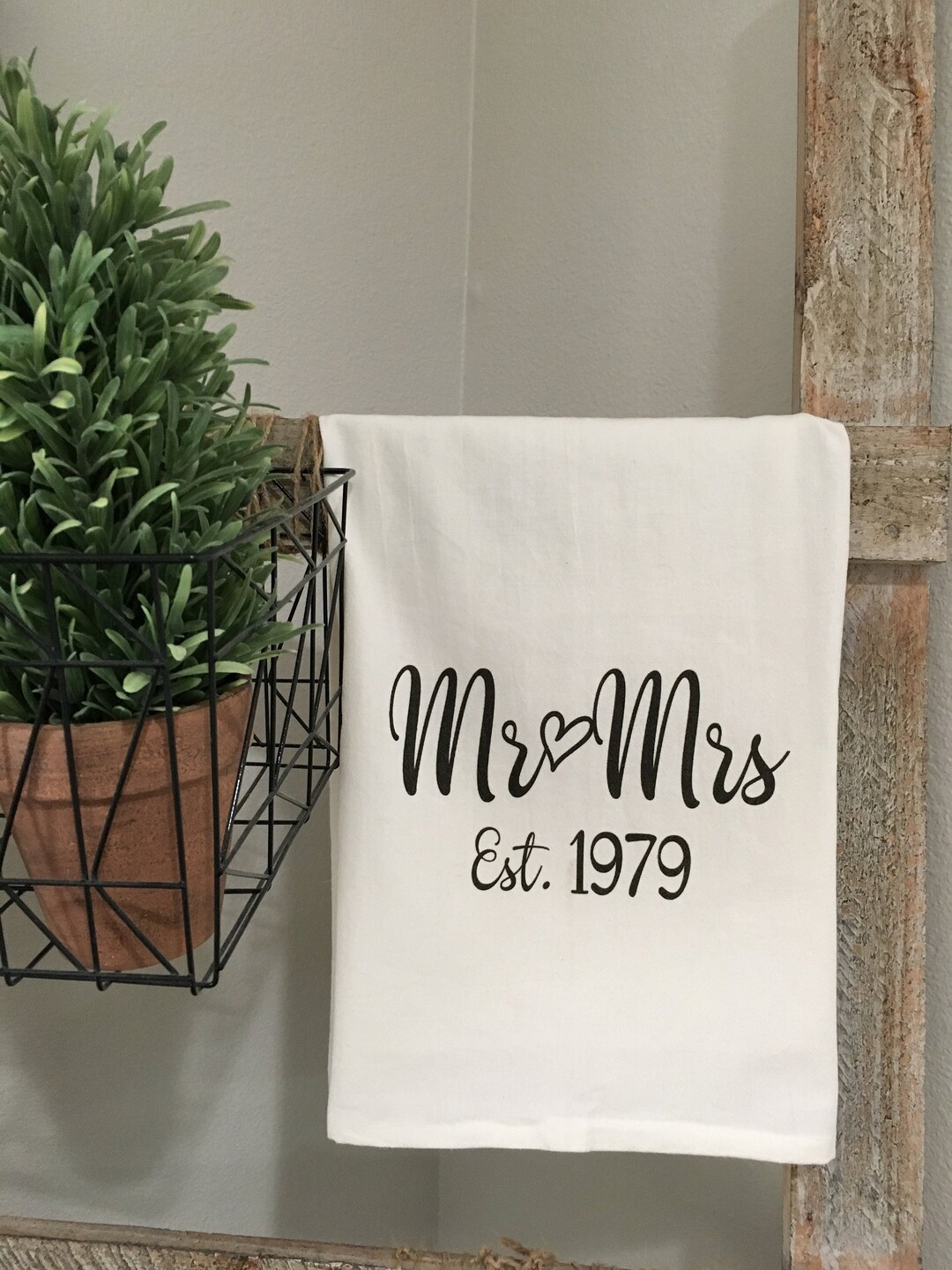 Mr & Mrs Flour Sack Towels, Mr Mrs Kitchen Towel, Personalized Kitchen