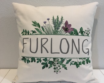 Family Name Pillow with Floral Frame - Custom Family Pillow with Herb Floral Design - 12", 14", 16", 18", 20"  LR-357