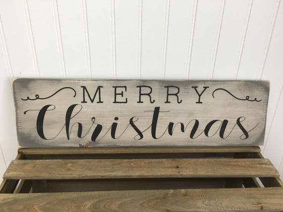 Merry Christmas wood sign farmhouse style sign in colors of | Etsy