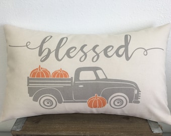 Blessed Vintage Truck Pillow: Farmhouse Fall Decor