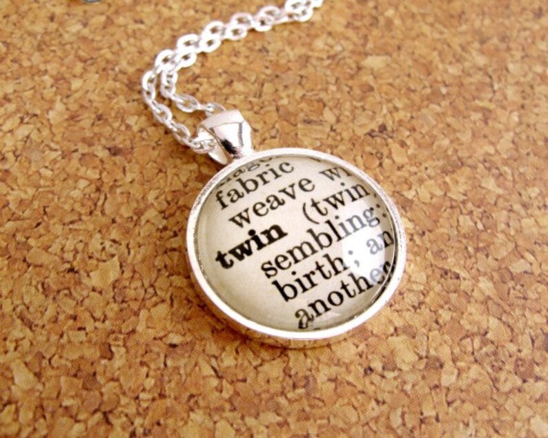 Twin Sister Pendant Dictionary Typography Siblings Twin Etsy